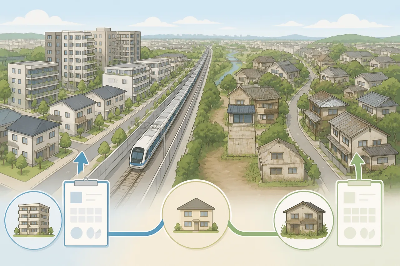 TX沿線と旧来住宅地別の売却戦略