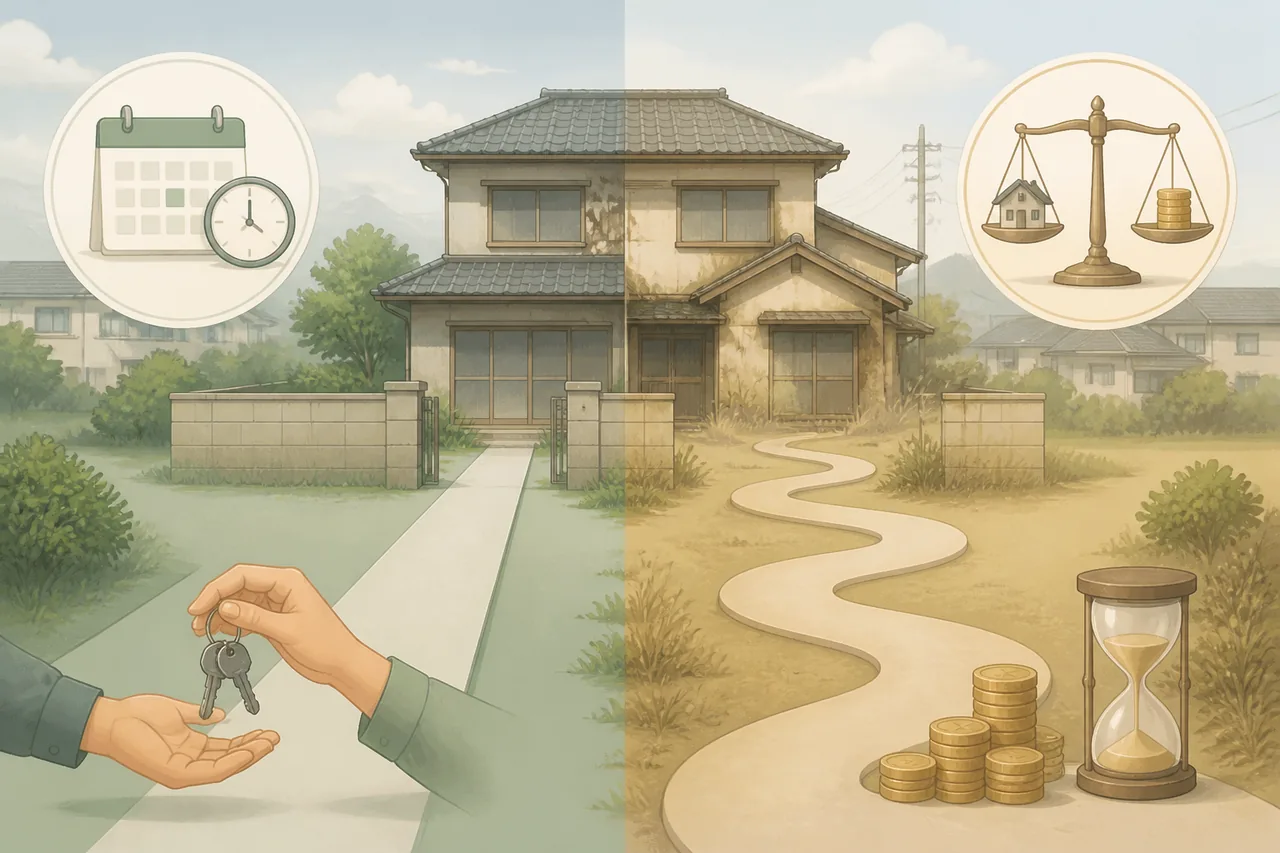 空き家買取と仲介の違い｜早く売るなら買取、価格重視なら仲介