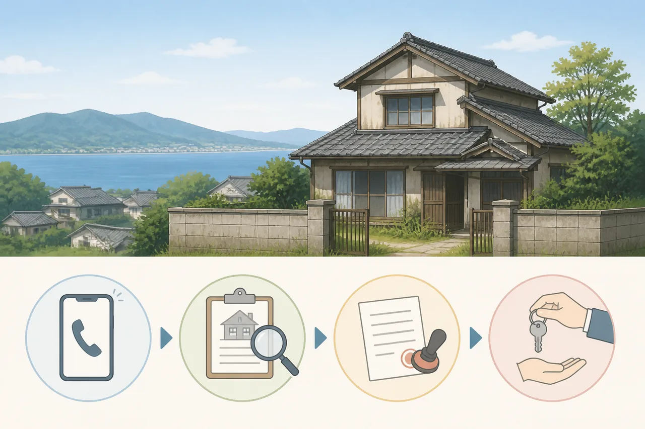 売却までの流れ（問い合わせ→査定→契約→引渡）