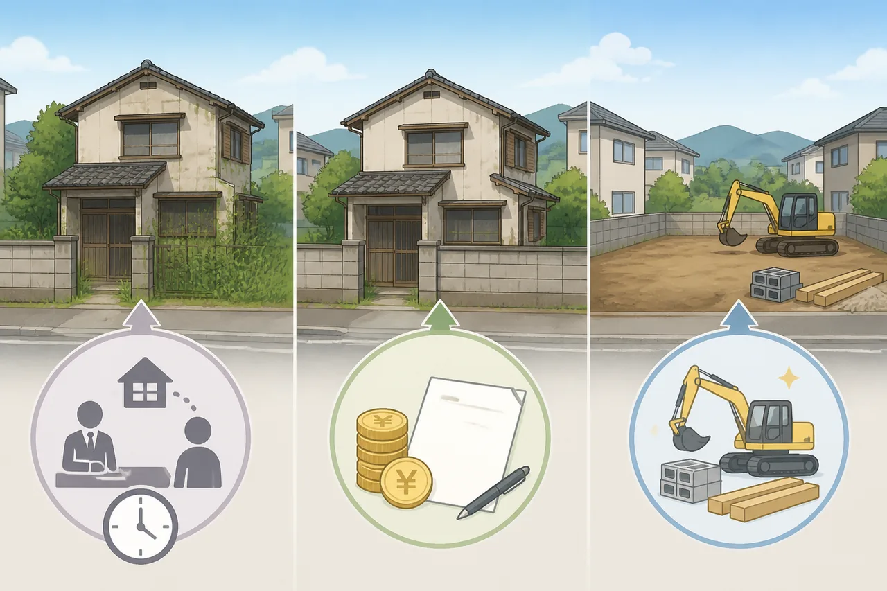 仲介・買取・解体後売却の違いを比較